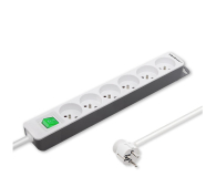 Qoltec Listwa zasilająca - 6 gniazd, 1.8m, biało-szara - 1122525 - zdjęcie 1